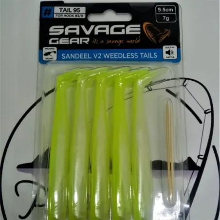 Cuerpos Savage Gear Sandeel V2 WL Tails 95 Lemon Back