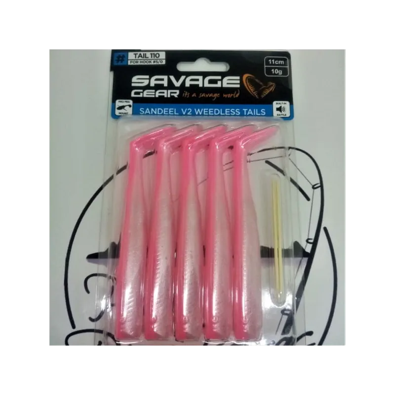 Cuerpos Savage Gear Sandeel V2 WL Tails 110 Pink Pearl Silver