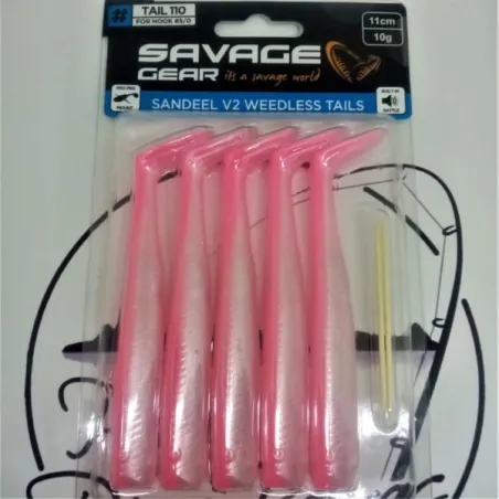 Cuerpos Savage Gear Sandeel V2 WL Tails 110 Pink Pearl Silver