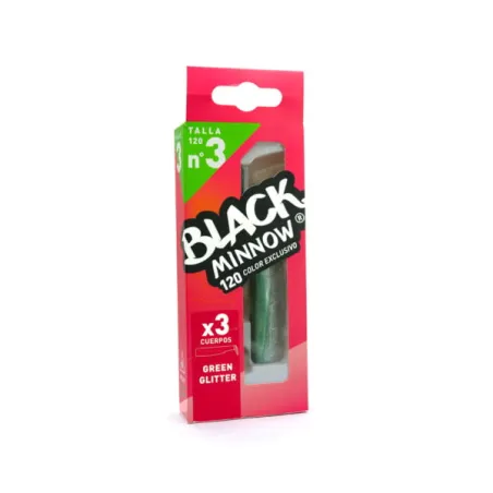 Black Minnow 90mm Color Green Glitter 3 Cuerpos