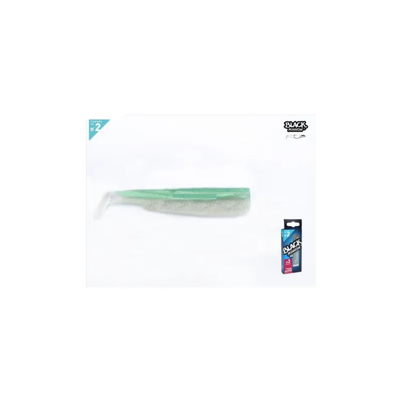 Black Minnow 90mm Color Green Glitter 3 Cuerpos