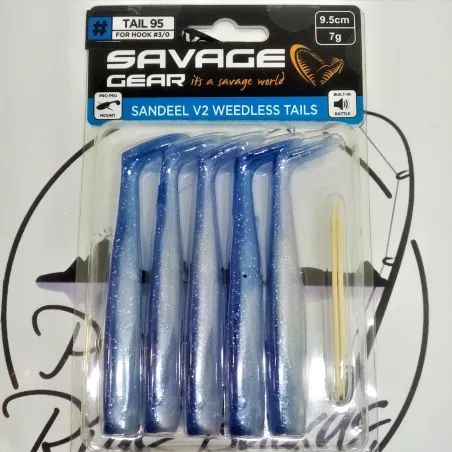 Cuerpos Savage Gear Sandeel V2 WL Tails 95 - Blue Pearl Silver