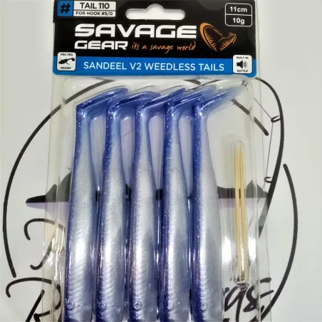 Cuerpos Savage Gear Sandeel V2 WL Tails 110 - Blue Pearl Silver