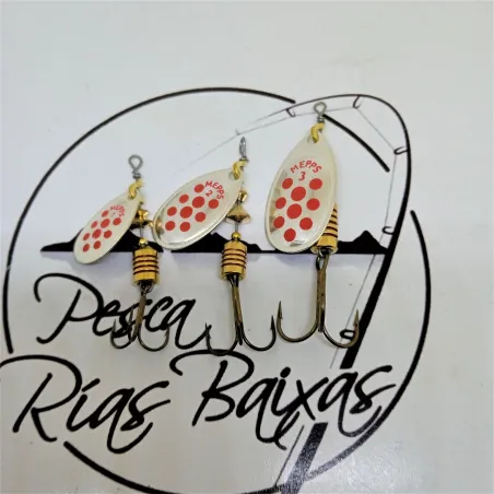 Cucharilla Mepps Aglia - Plata Puntos Rojos