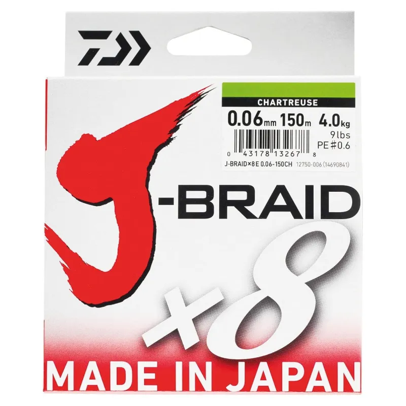 Trenzado Daiwa J-Braid X8 0.18 mm 150 m - Verde