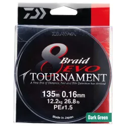 Trenzado Daiwa Tournament 8Braid Evo 0.26 mm 300m Verde